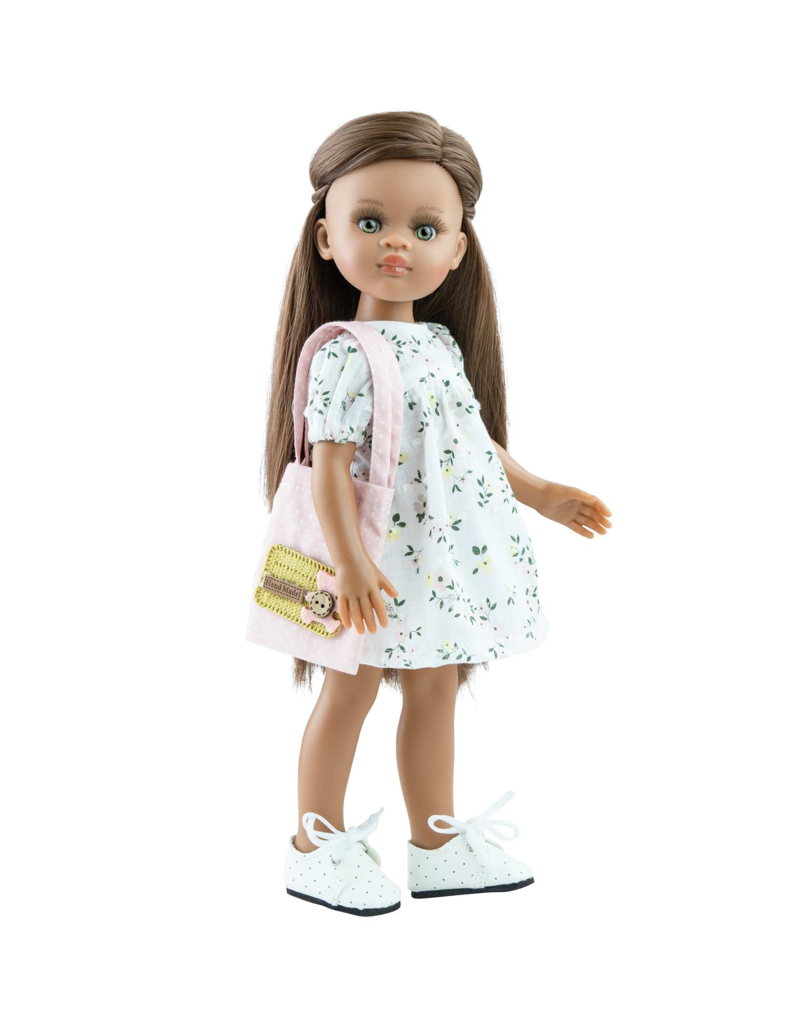 Las Amigas Doll - Simona with floral dress and pink handbag - Paola Reina