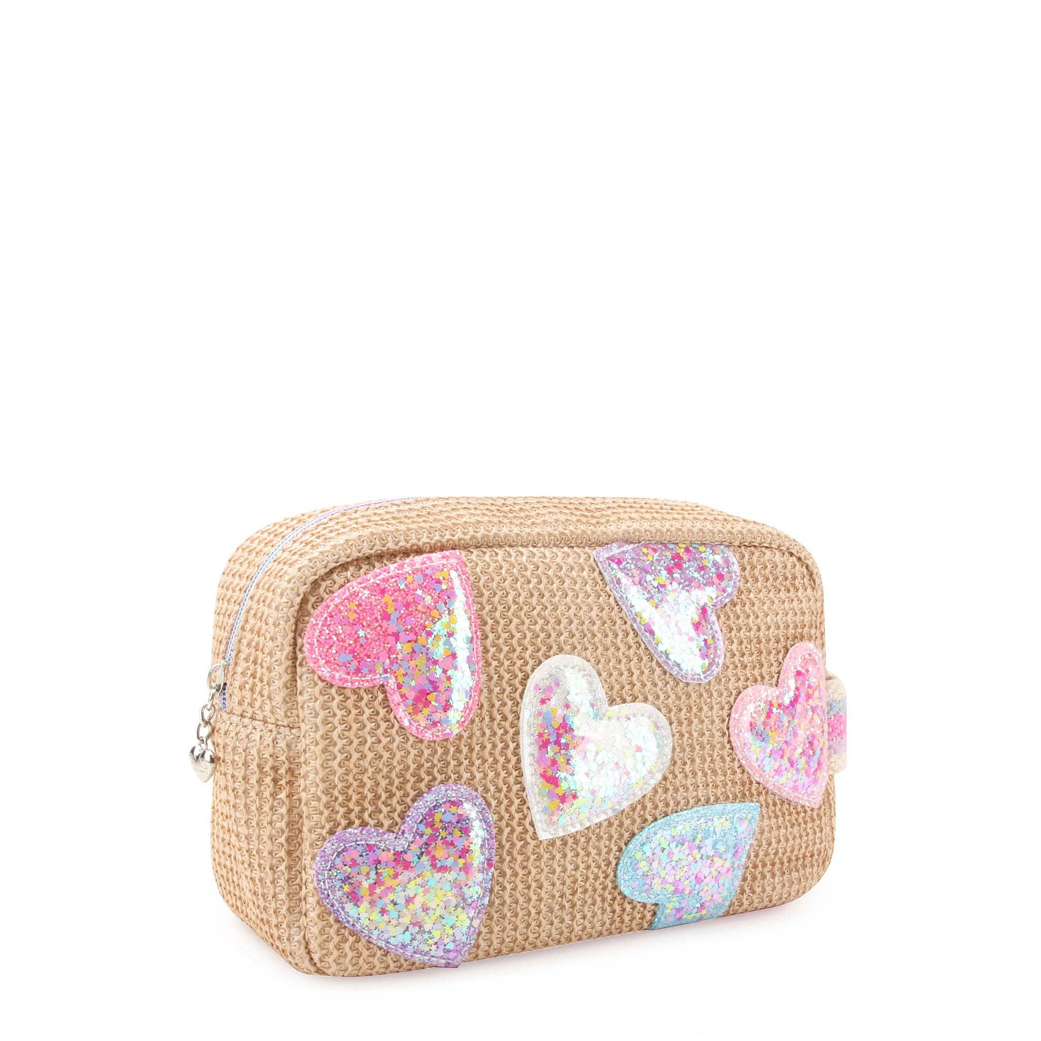 Confetti Heart Patched Straw Pouch