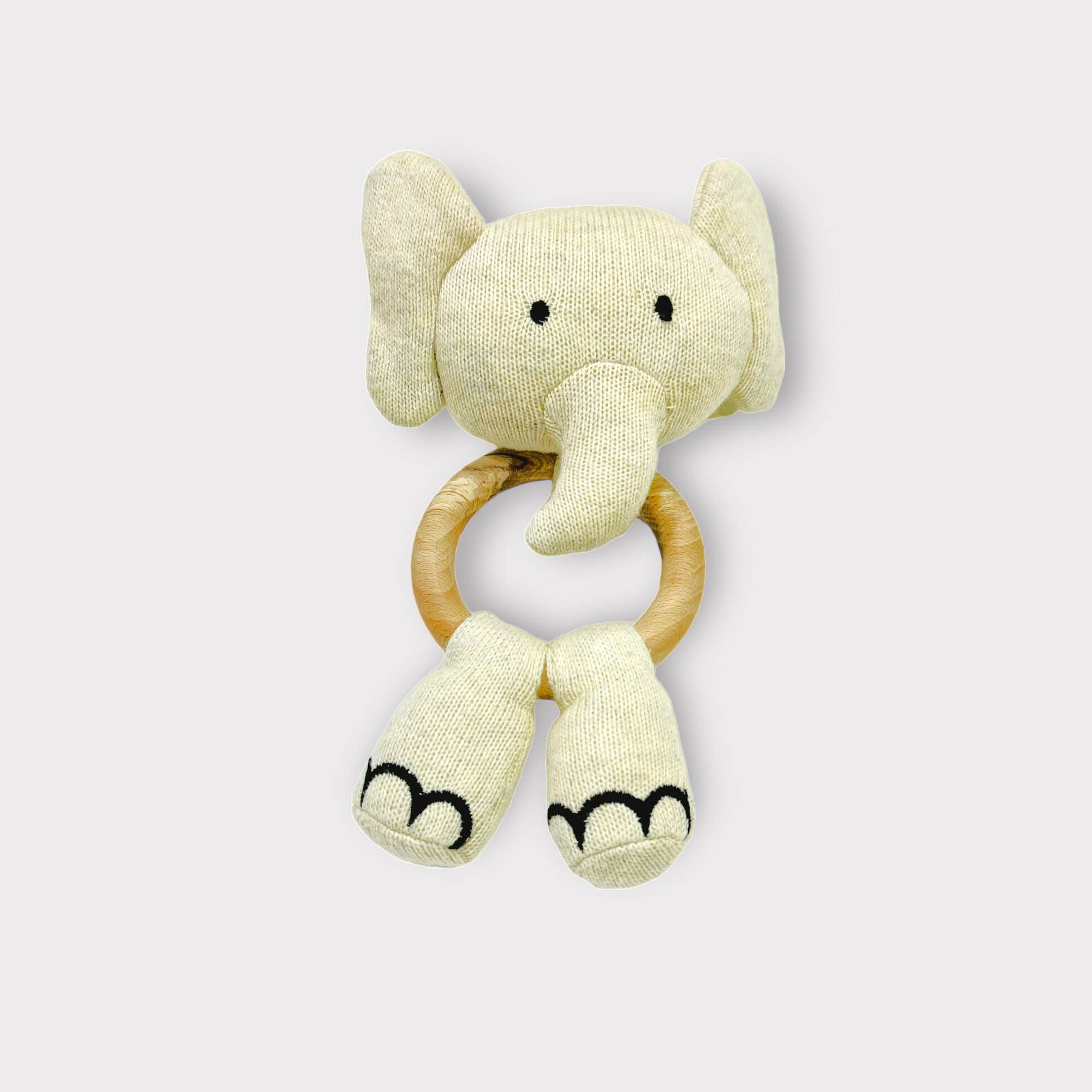 Organic Baby Teething Ring Rattle - Elephant