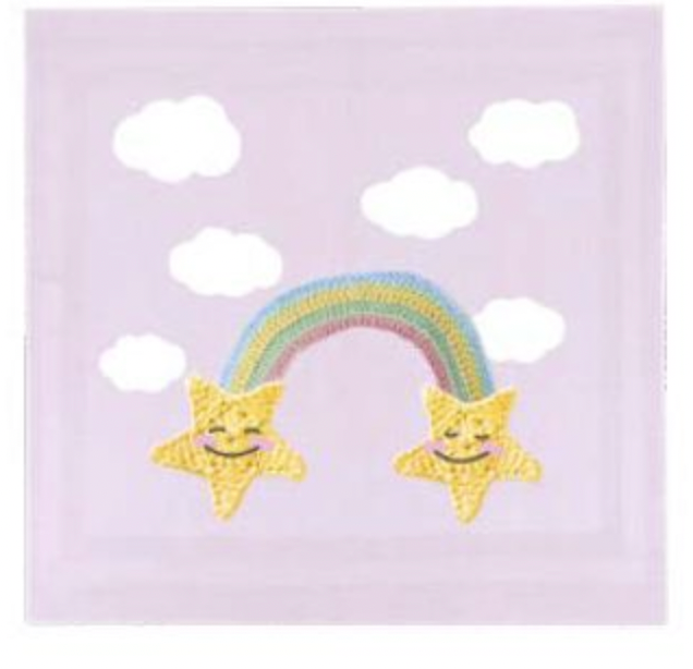 Stella Baby Girl Knit Blanket With Crochet Rainbow Stars
