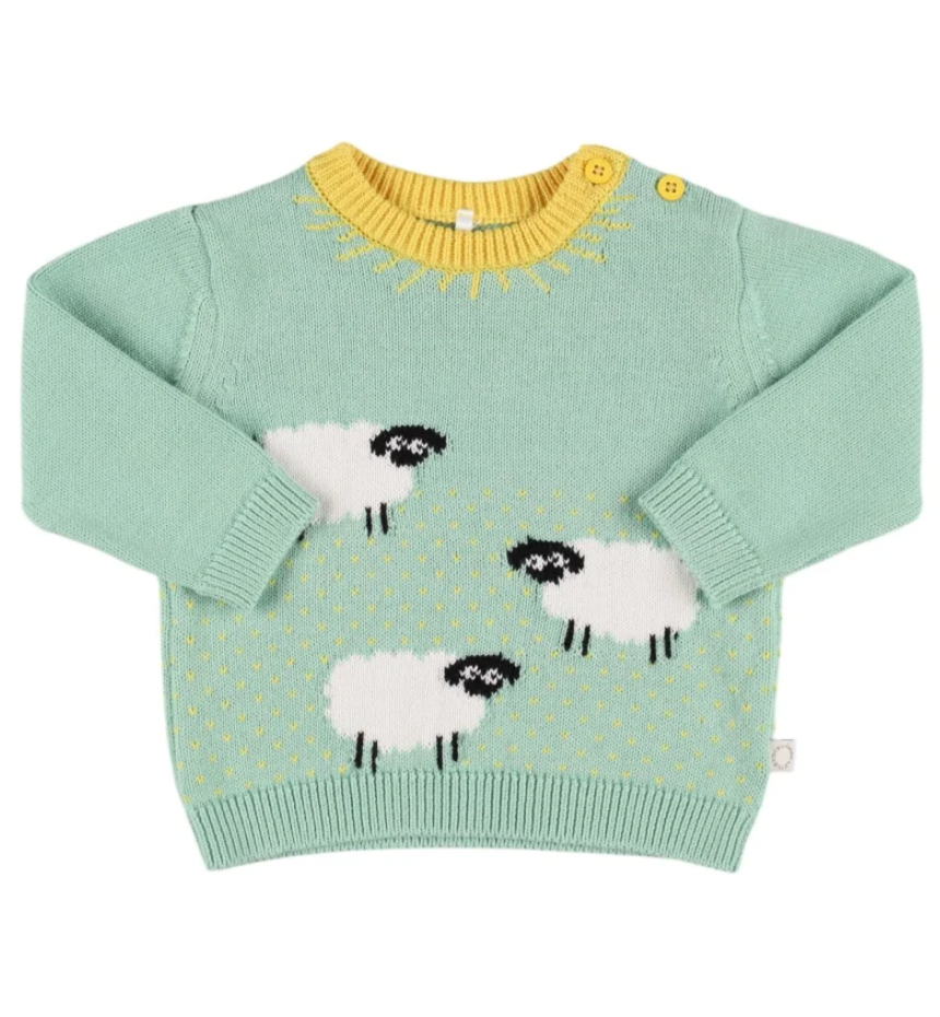 Stella Baby Sweater with Sheep Intarsia