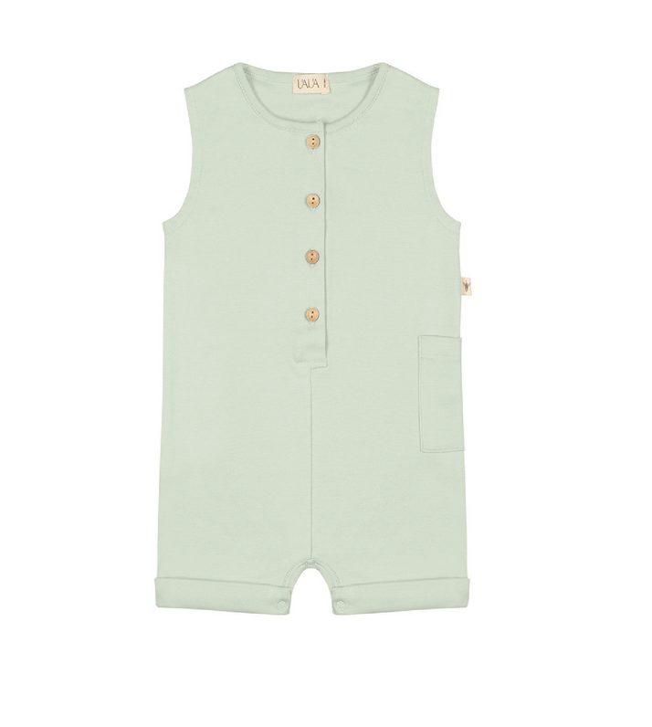 Uaua Sleeveless Romper With Buttons - Verde