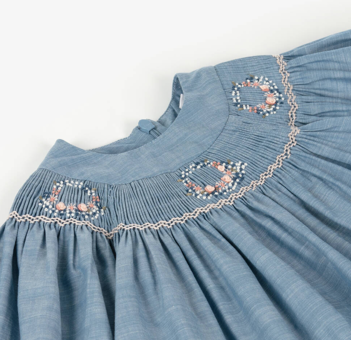 Tartine et Chocolat Blue Smocked Dress