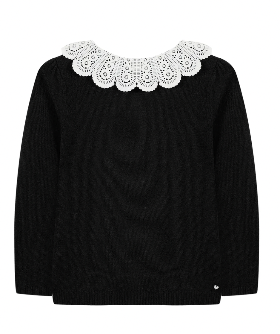 Tartine Ruffle Collar Navy Sweater