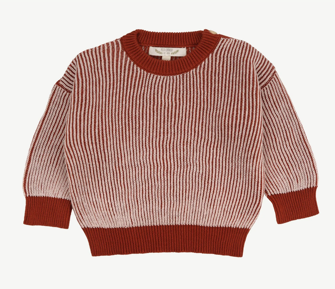 Red Caribou Knit Oversized Sweater - Red