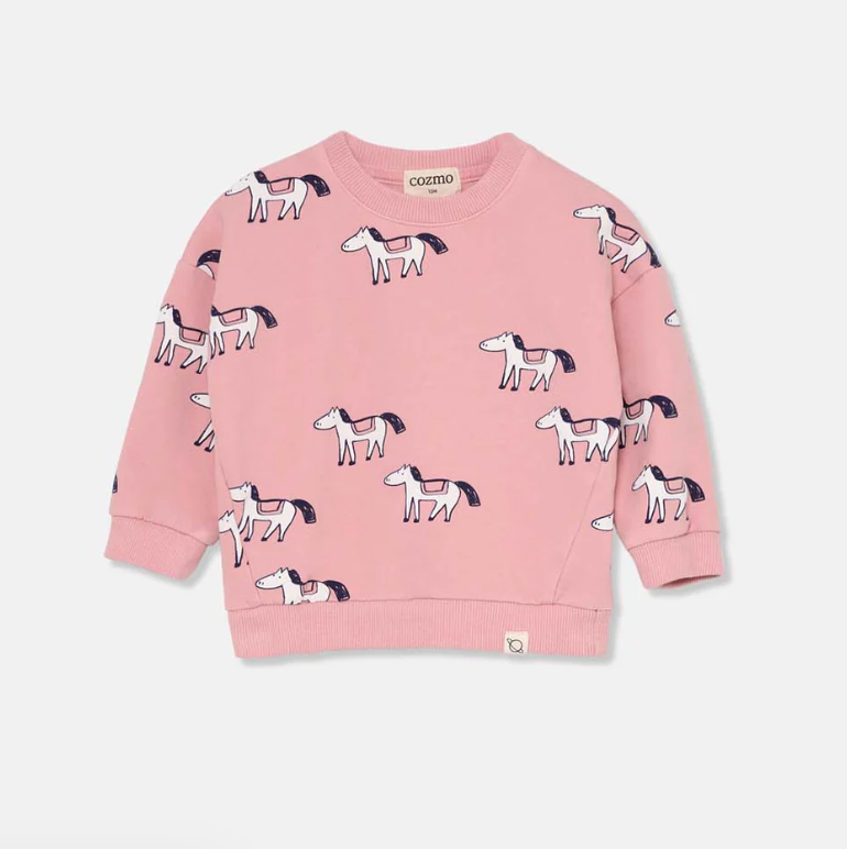 My Little Cozmo Soft Fleece Baby Sweatshirt Horses - Pink