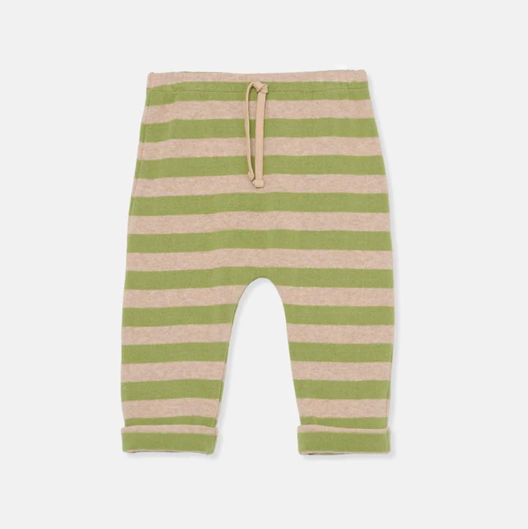 My Little Cozmo Wide Stripes Baby Pants - Green Beige