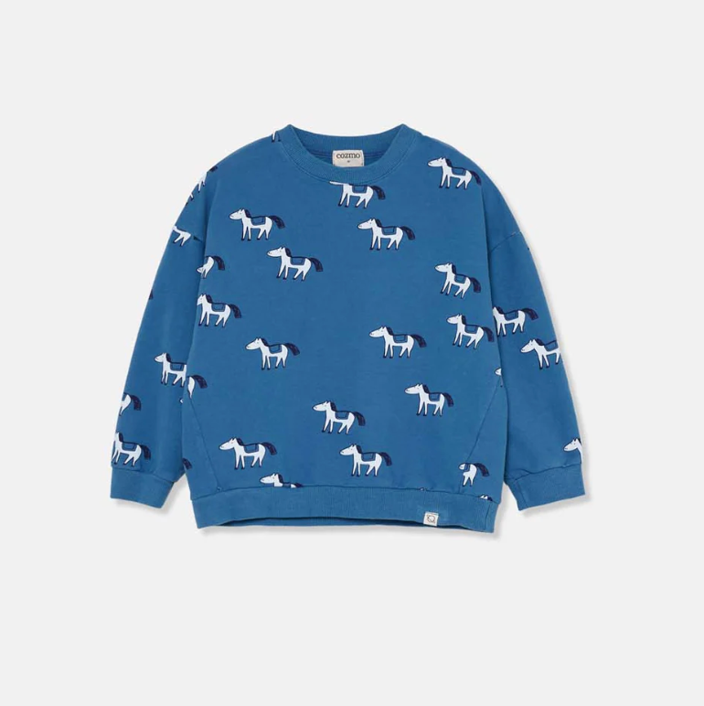 My Little Cozmo Soft Fleece Sweatshirt Horses - Blue