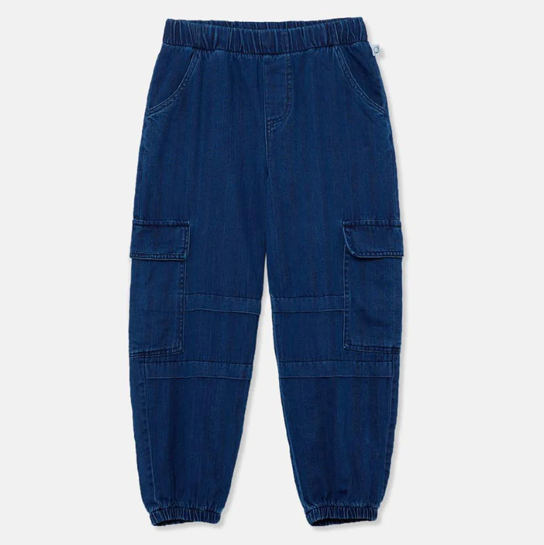 My Little Cozmo Herringbone Denim Cargo Pants