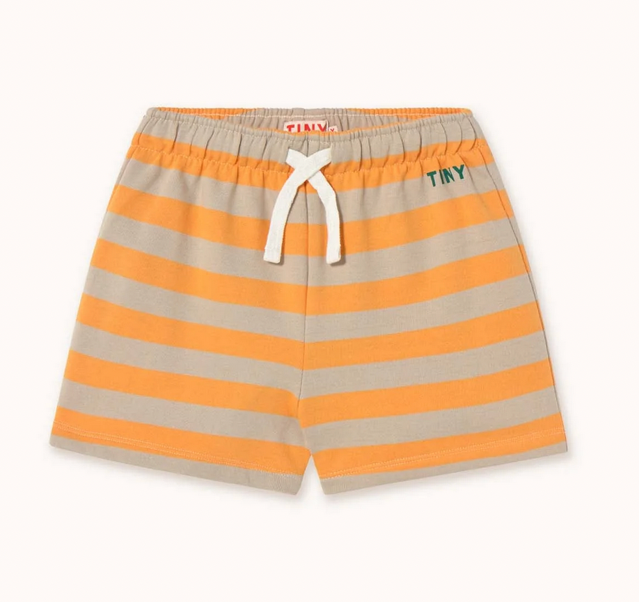 Tinycottons Stripes Tiny Shorts - Orange/Dark Vanilla