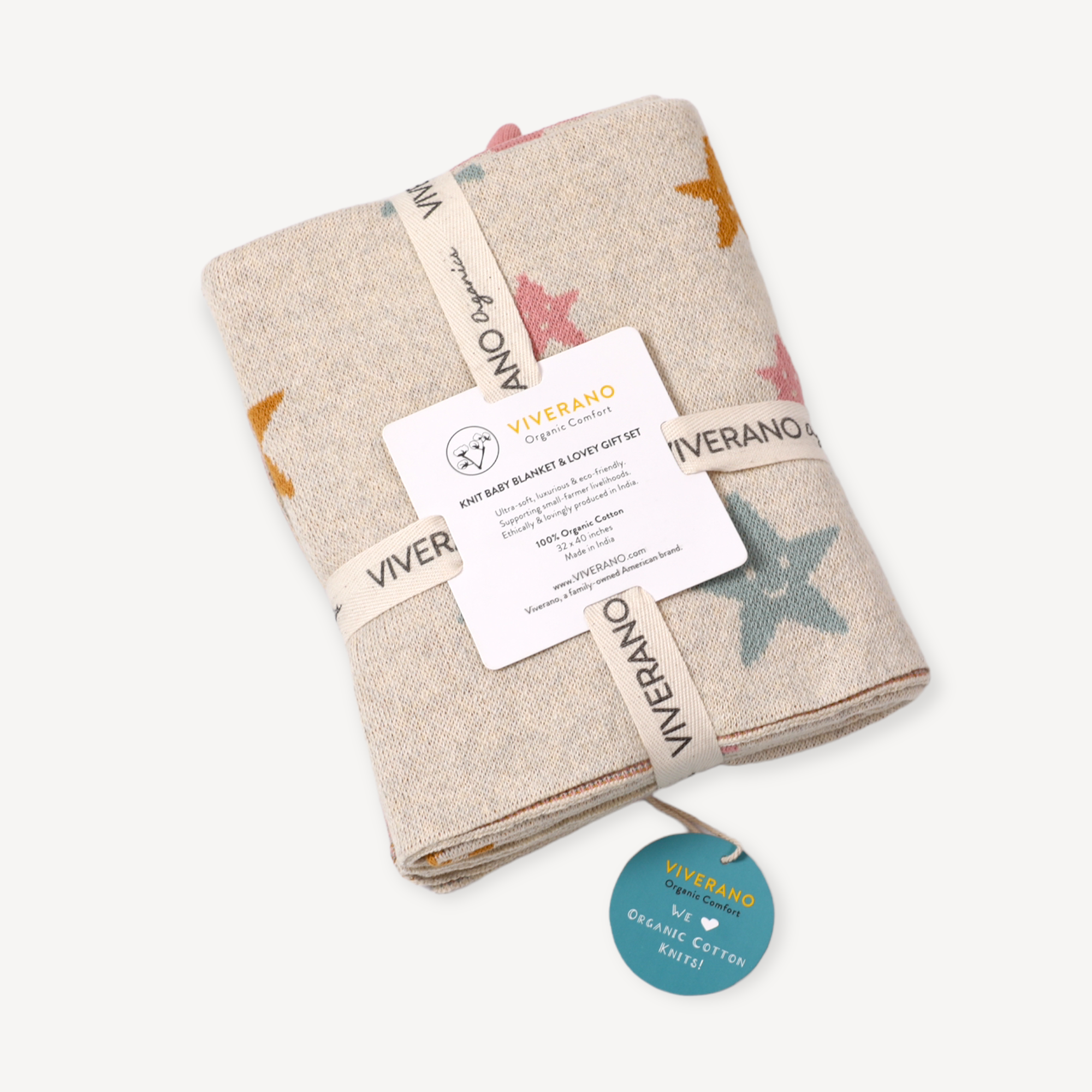 Stars Baby Jacquard Organic Knit Blanket & Lovey Gift Set