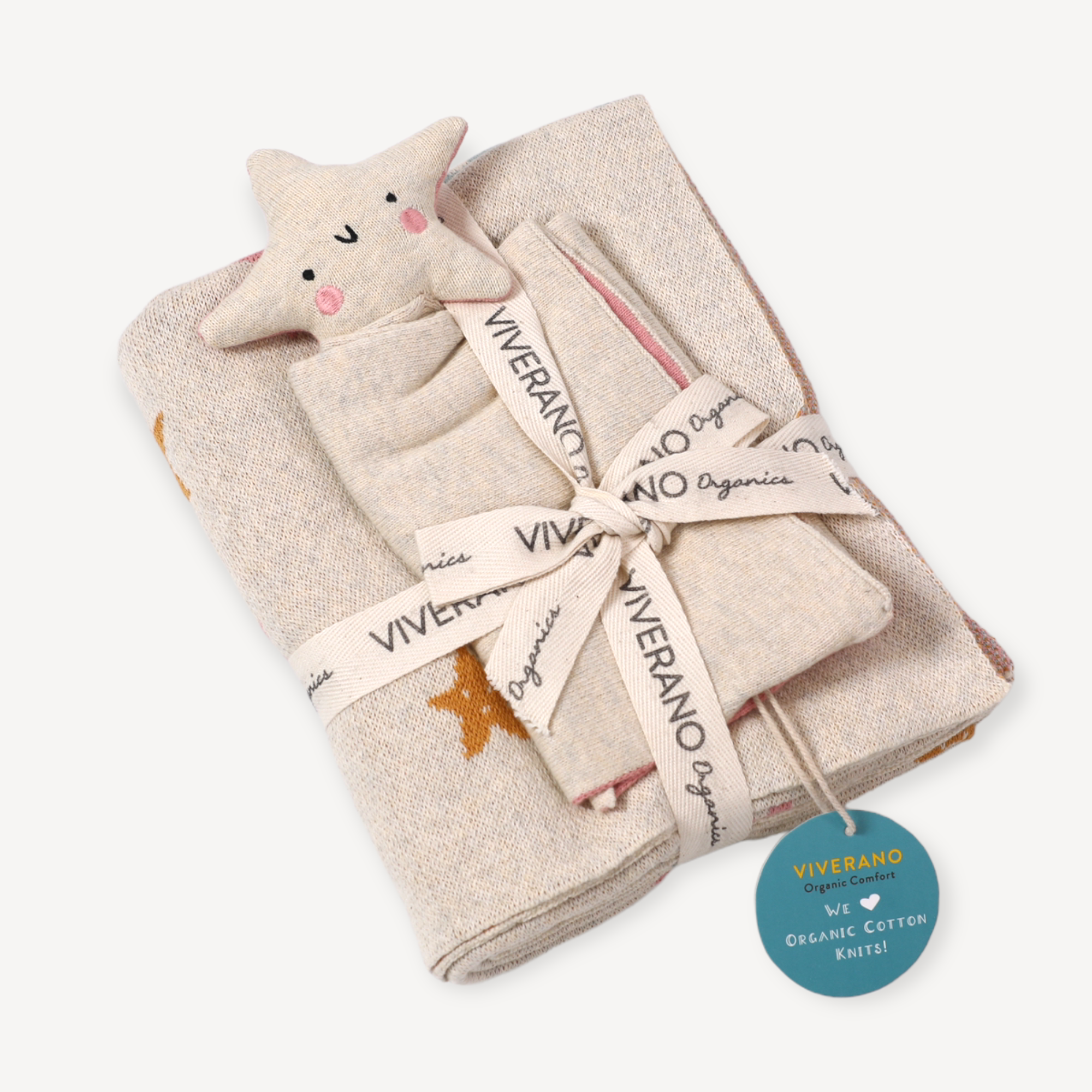 Stars Baby Jacquard Organic Knit Blanket & Lovey Gift Set