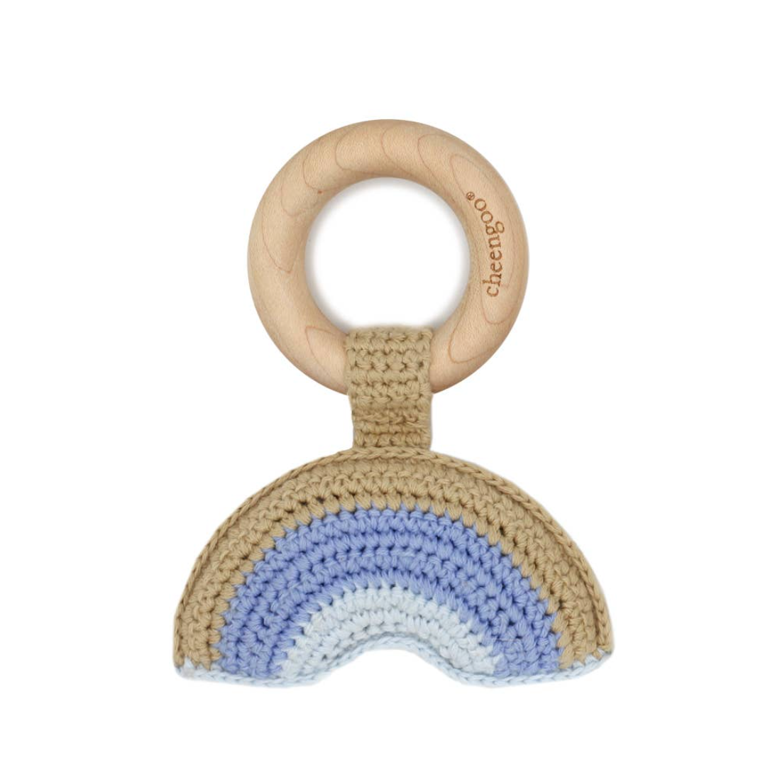 Blue Rainbow Rattle Teether